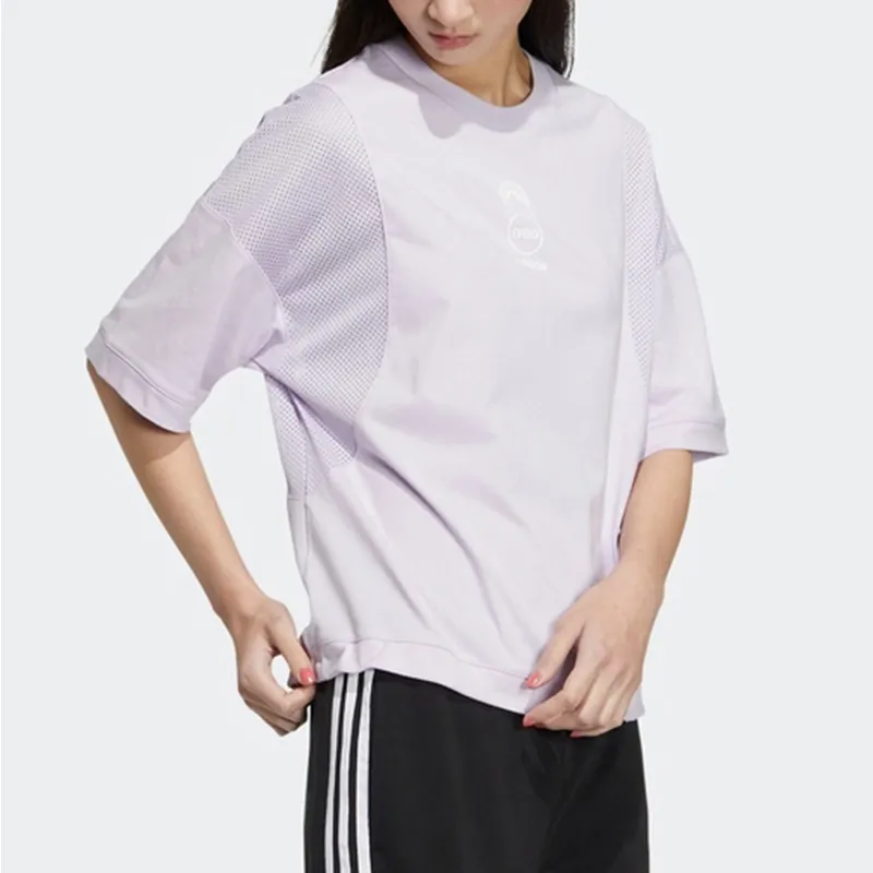 Adidas Neo Drop Shoulder Sleeve T Shirt Women's Light Purple-3