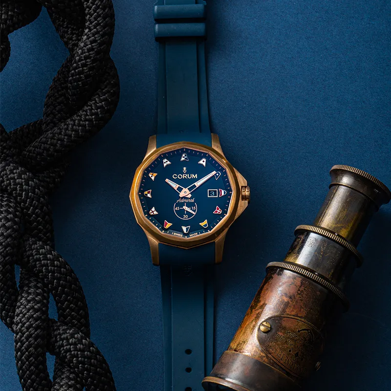 Corum Admiral Collection Mechanical Movement Men's Watches Watch 42mm Blue Dial Copper Watch Case Rubber Strap-2