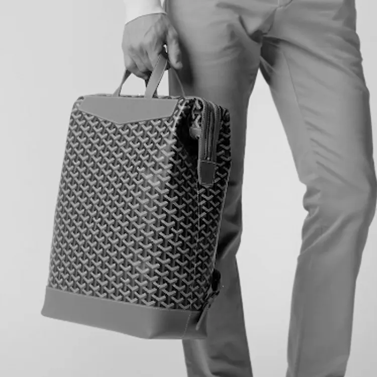 GOYARD Cisalpin Canvas Leather Backpack Unisex Black/Tan-4