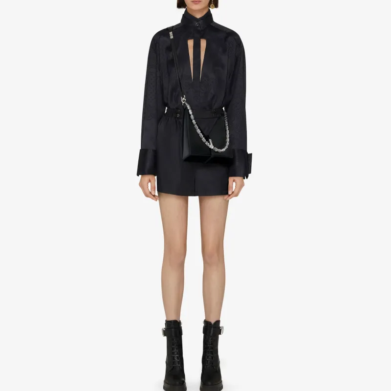 Givenchy Small Cut Out Bag In Box Leather With Chain Black-5