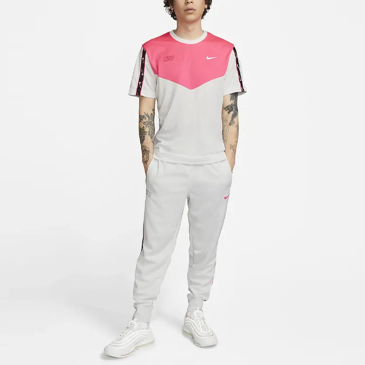 Nike T-Shirts Men White Pink-2