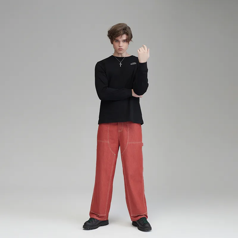 Prth Promethean Wide Leg Jeans Unisex Red-2