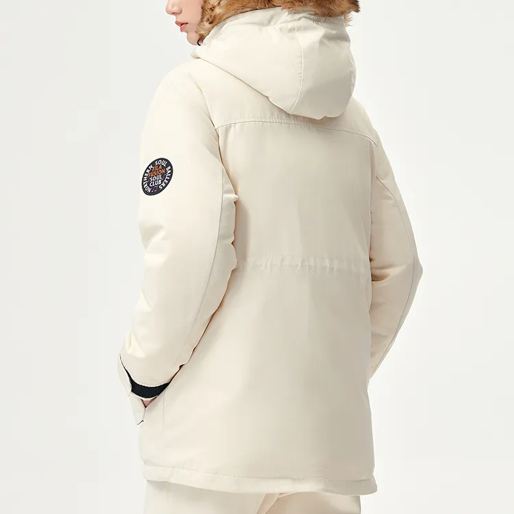 FILA FUSION BASEBALL Series Down Jacket Women's Stone Milk Color-3
