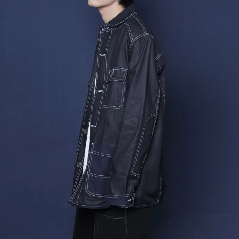BLUELANDINC Loose Fit Moderate Denim Jacket Women's Dark Blue-5