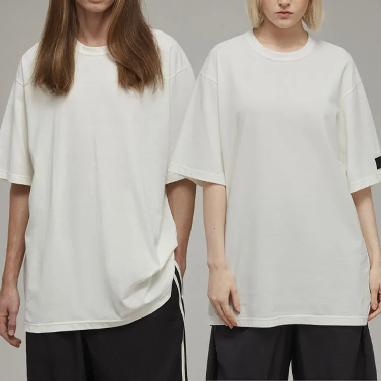 Y 3 T Shirts Unisex Gray White-4