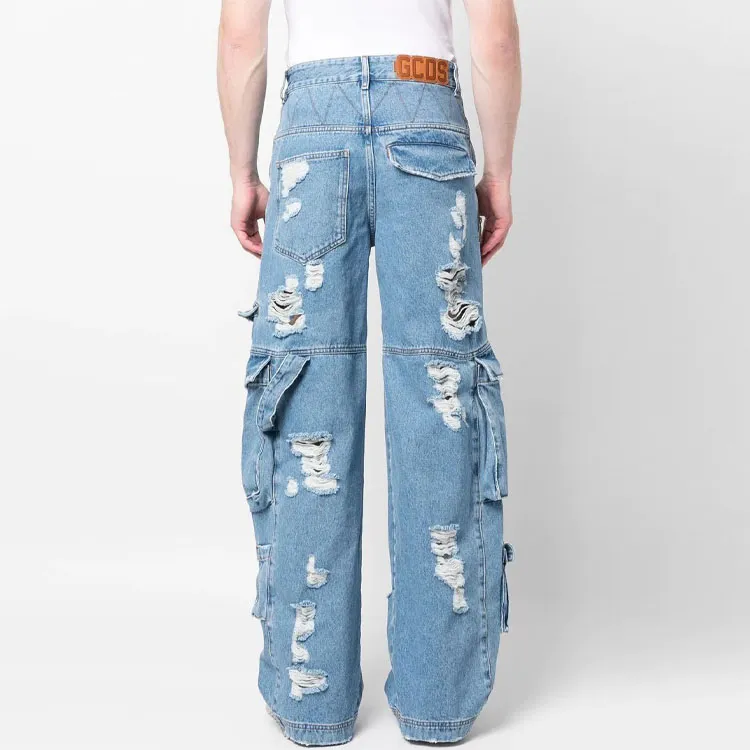 GCDS Distressed Wide leg Jeans-2