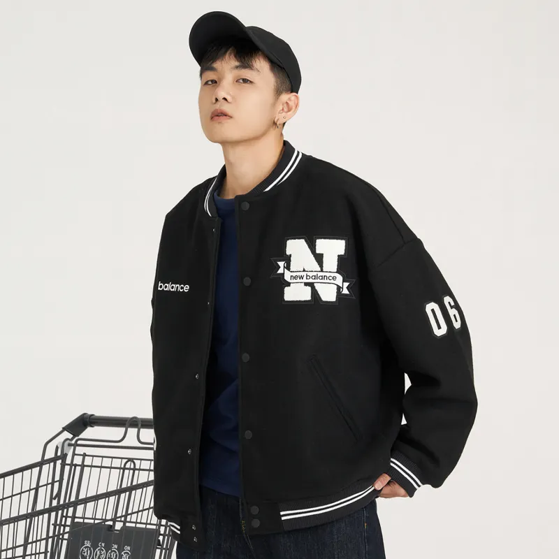 New Balance Baseball Jacket Spring And Autumn Unisex Black-6