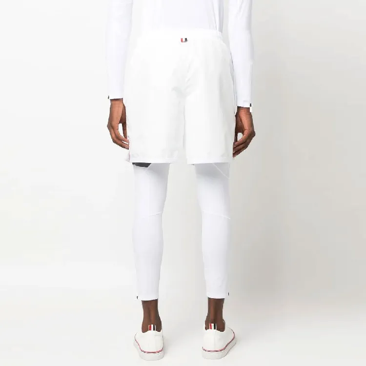 THOM BROWNE Logo Patch Drawstring Track Shorts-2