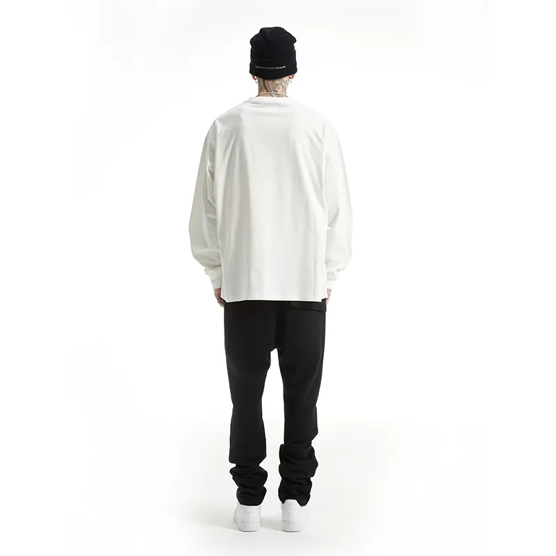 P.M.W FW21 Straight Thickened And Fleece Lined Casual Pants Winter Men's Black-4