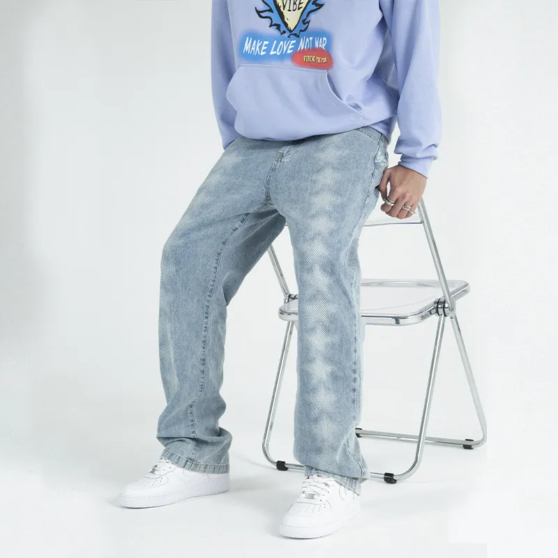 JUST VIBE Straight Jeans Unisex Blue-7