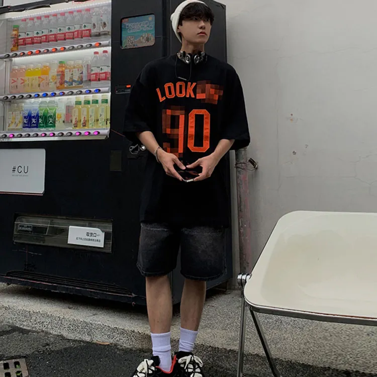 LOOKUN Denim Shorts Men Black-1