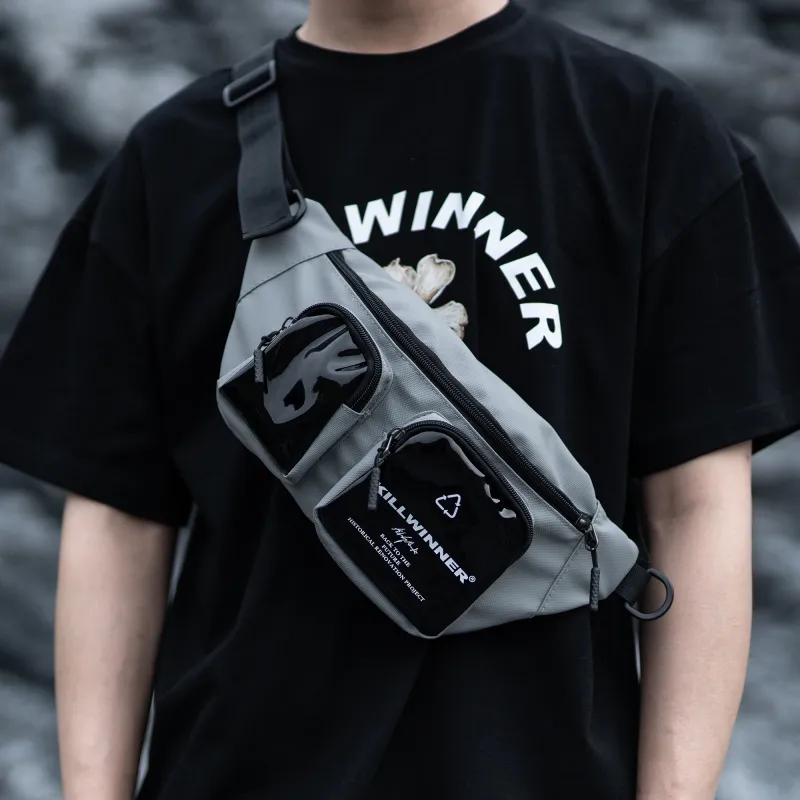 KILLWINNER Polyester Crossbody One Shoulder Fanny Pack Regular Unisex Gray-5