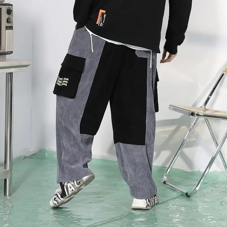 GENANX Straight Casual Pants Unisex Gray Blue-3