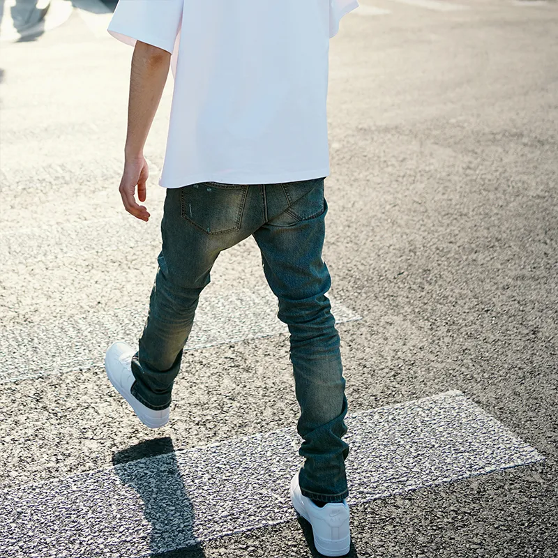 P.M.W Slim Fit Pants Jeans Men's Sky Blue-4