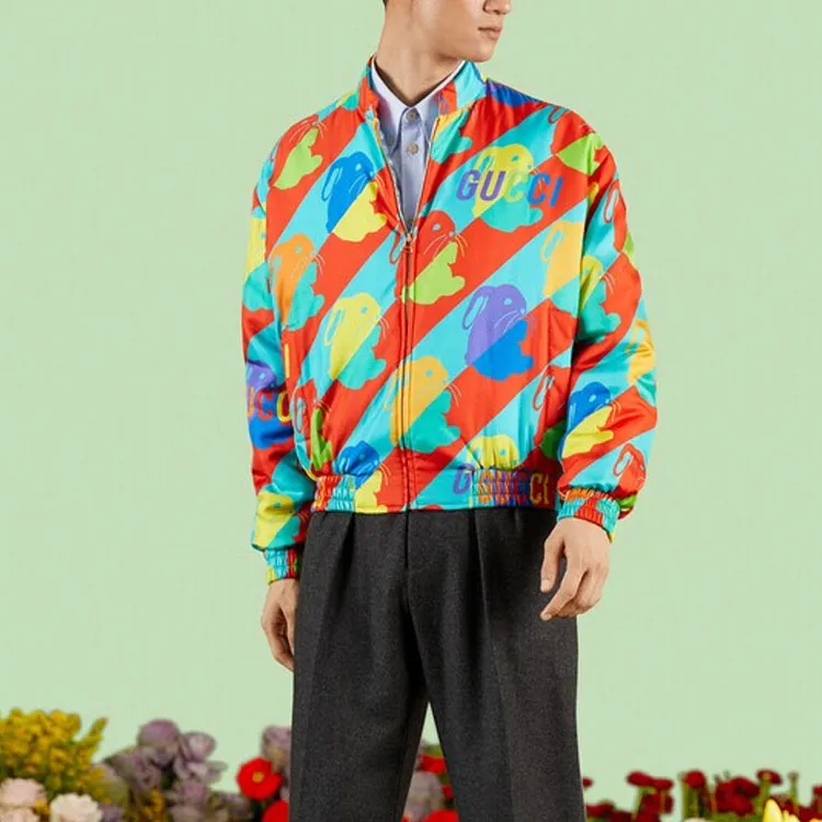 GUCCI Bunny Print Twill Zip Jacket-2