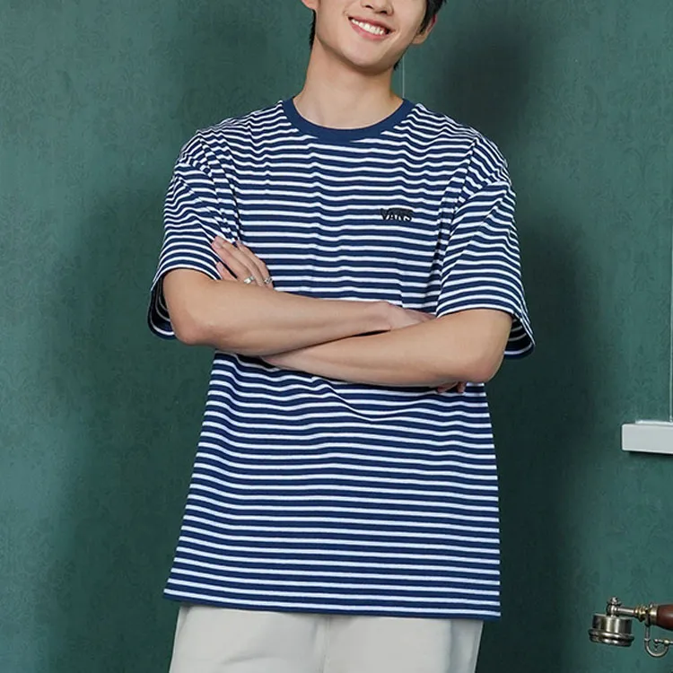Vans T Shirts Unisex Blue White Stripes-2