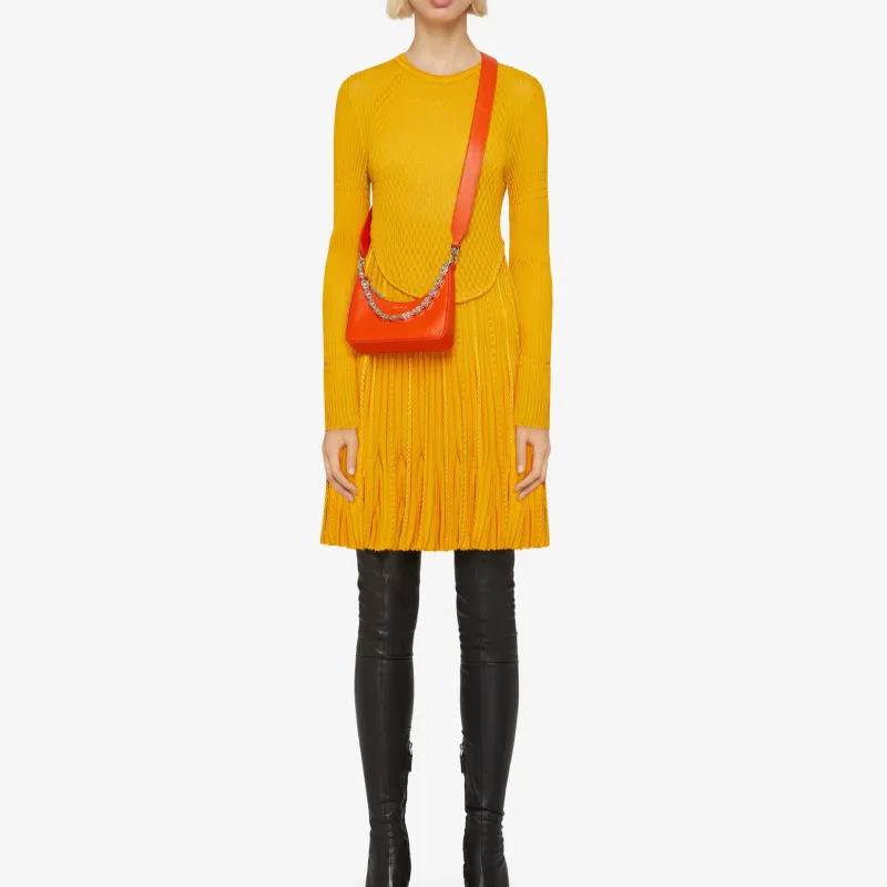 GIVENCHY Cut-out Cow Leather Shoulder Bag Crossbody Bag Handbag Mini Women's Orange-4