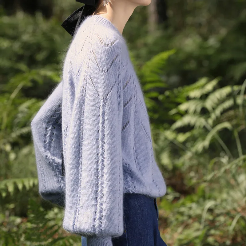 Even Vintage Loose Fit Sweater Women's Haze Blue-3