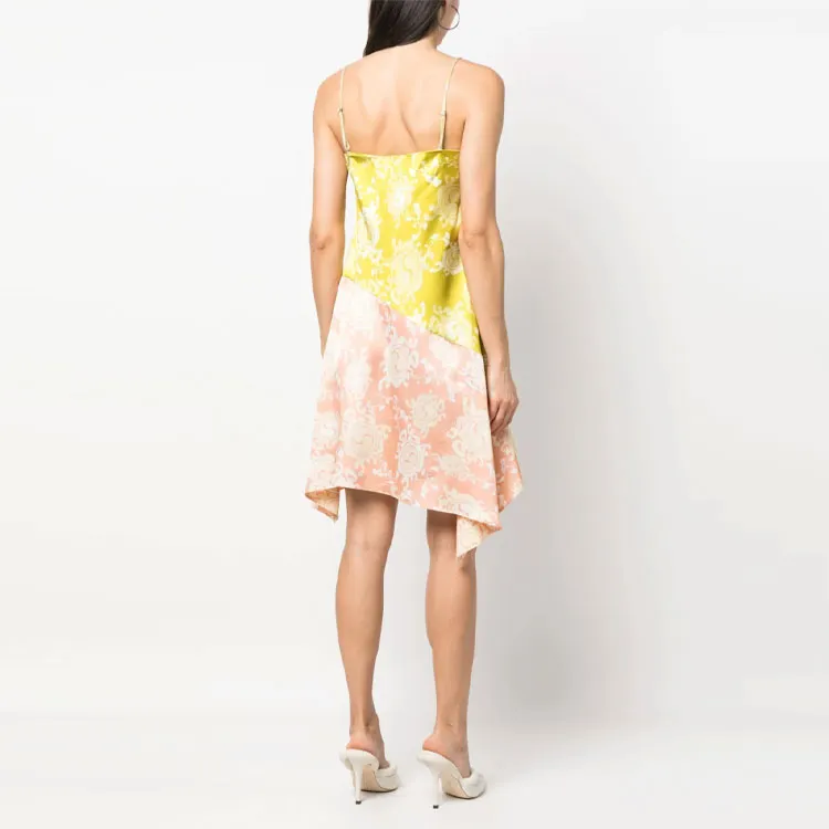 DSQUARED 2 Floral Printed Asymmetric Hem Draped Dress-1