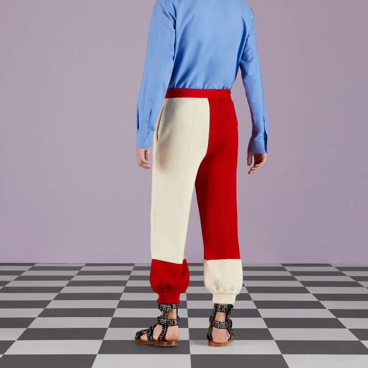 GUCCI SS23 Knitted Sports Pants Men's White Red-4