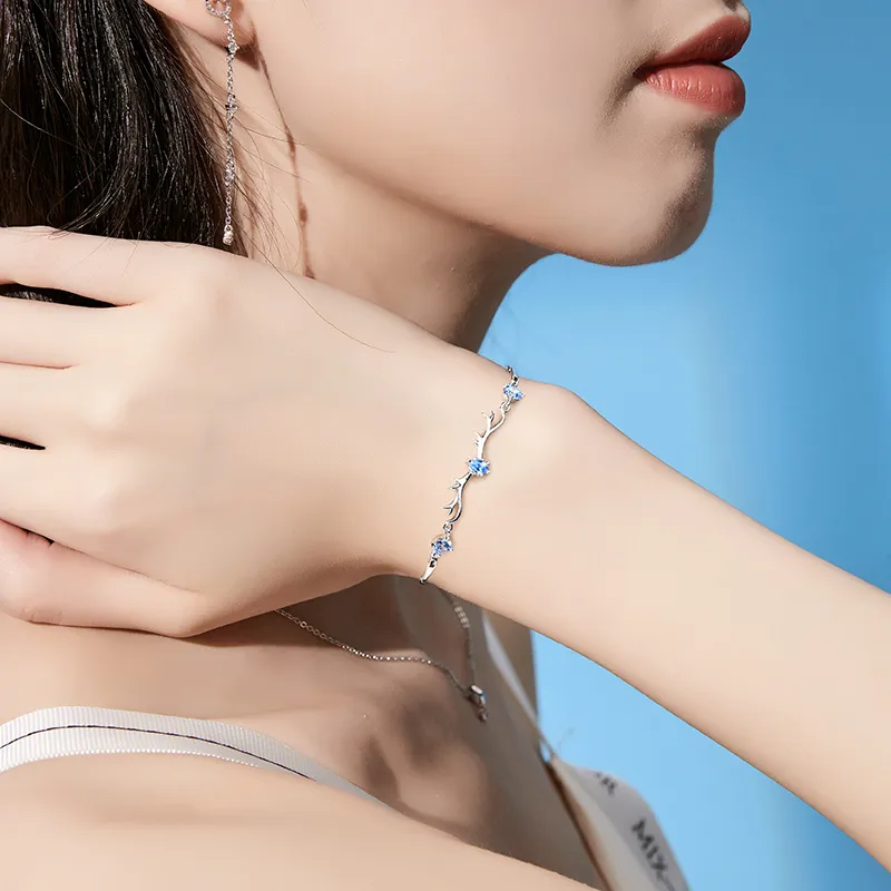 KADER S999 Fine Silver Bracelets Women's Blue-3