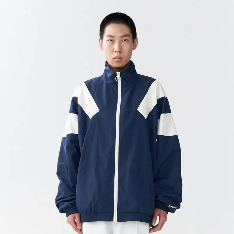 Nengmao Store Loose Fit Jacket Unisex Navy Blue-2
