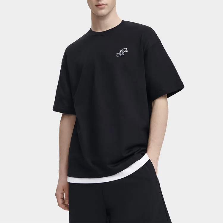 FILA Drop Shoulder Sleeve T-Shirt Unisex Jet Black-3