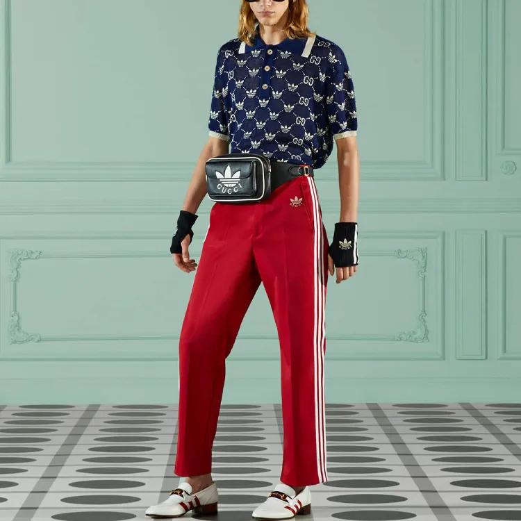 Adidas Originals X GUCCI Polo Shirts Men Blue-3
