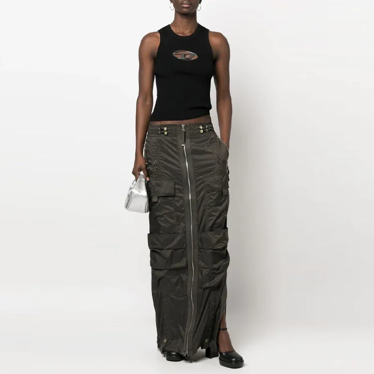 DIESEL O Crep Cargo Maxi Skirt-1