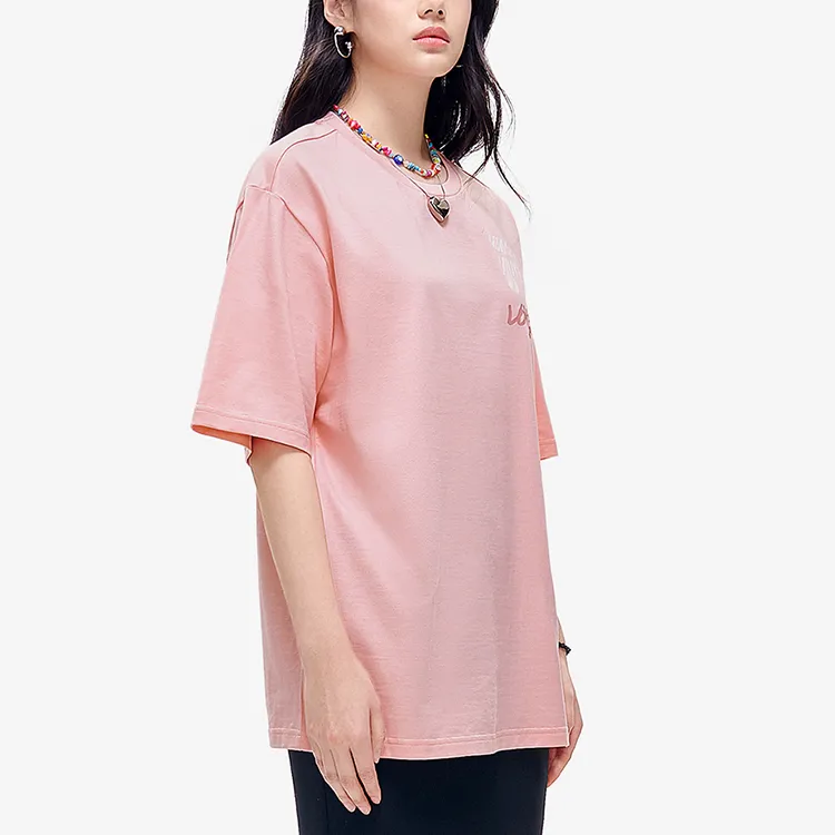 FILA FUSION Drop Shoulder Sleeve T Shirt Unisex Youth Pink-5