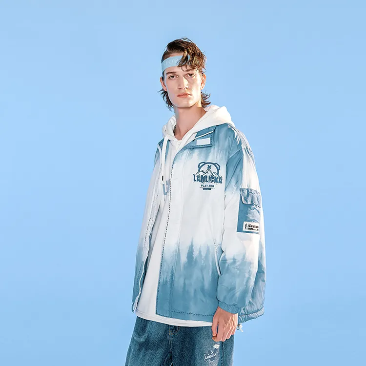 LAMLICKA Cartoon Stand Collar Loose Fit Puffer Jacket Unisex Turquoise-4