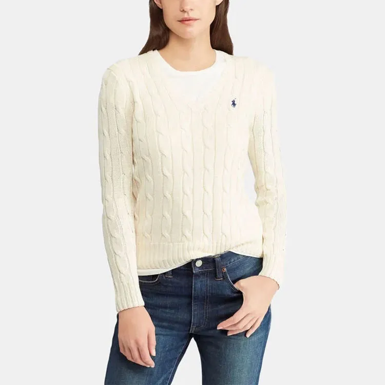 Polo Ralph Lauren Kimberly Cable Knitted V Neck Jumper-2