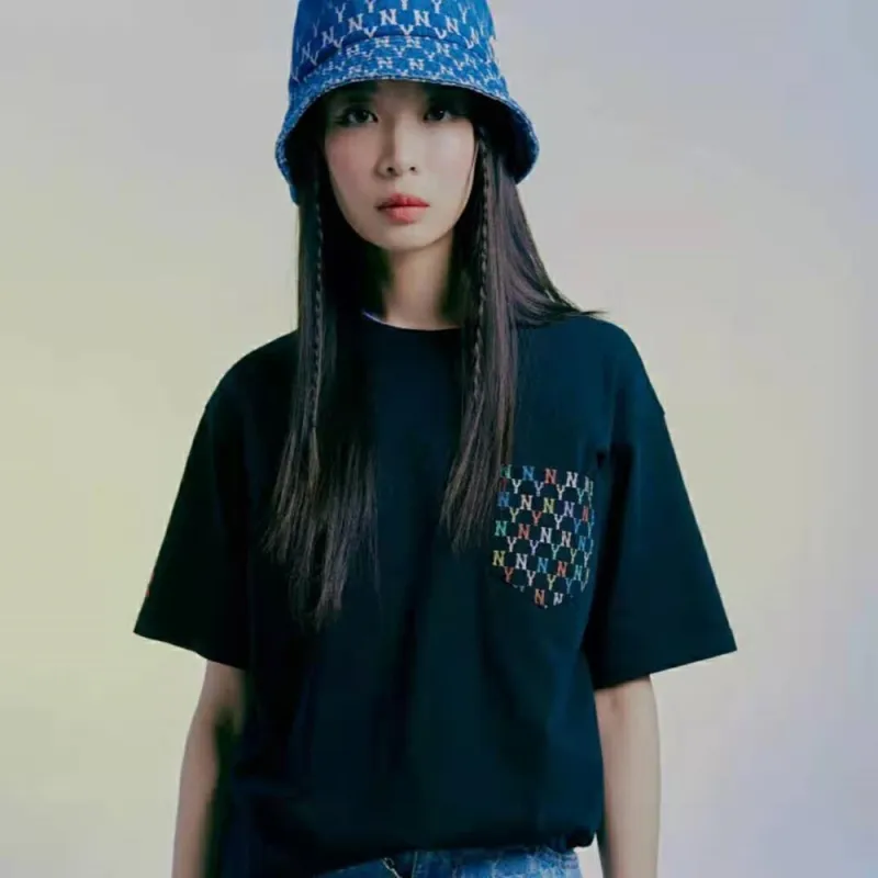 MLB Old Flower T Shirts Unisex Black-4