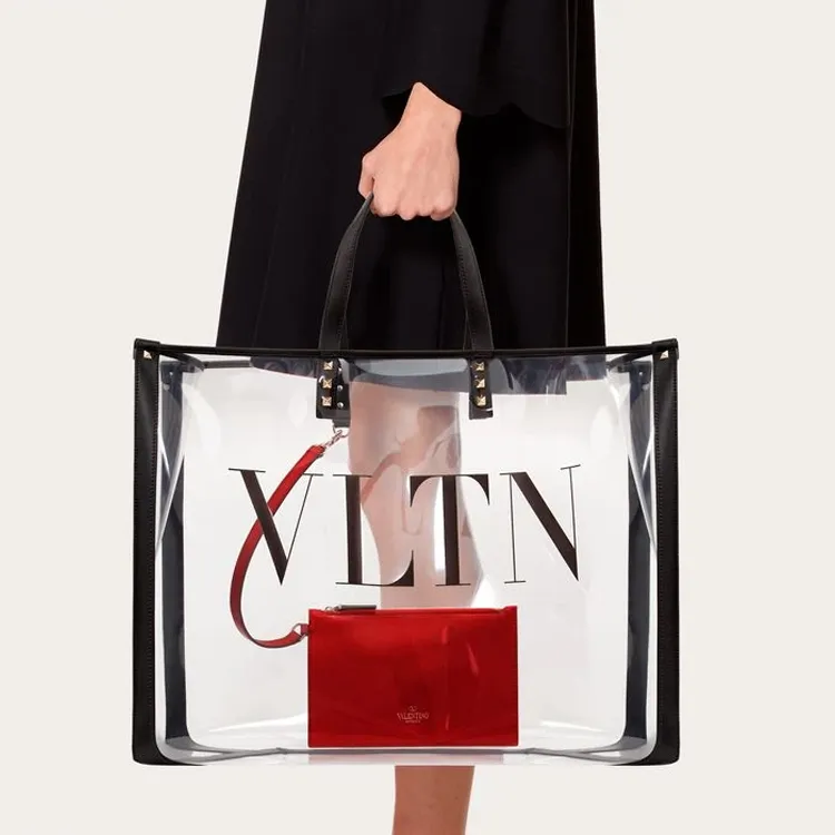 Valentino PVC Shopping Bags Regular Women's Transparent-3