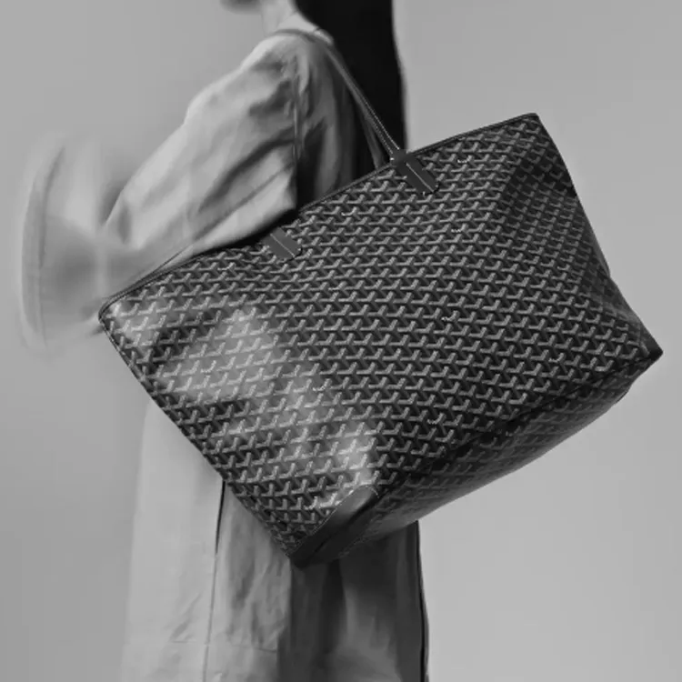 GOYARD Artois Canvas With Leather Tote Bag Shopping Bag Shoulder Bags Handbags Large Size Unisex Red-5