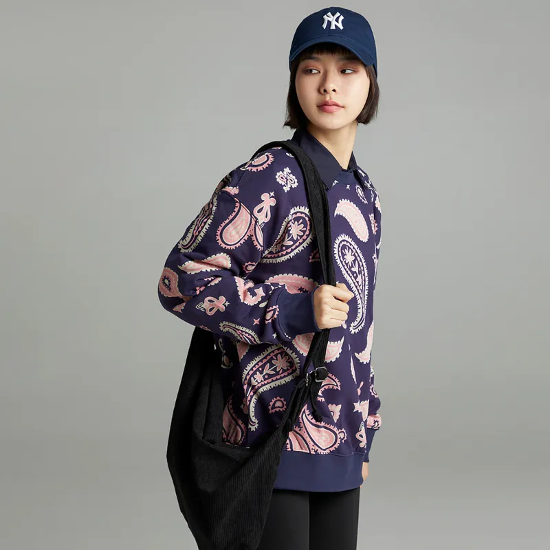 MLB Cashew Flower Sweatshirts Unisex Marine Blue-6