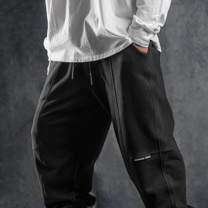 LUJIAMEN Jogger Thickened Sports Pants Men's Black-6