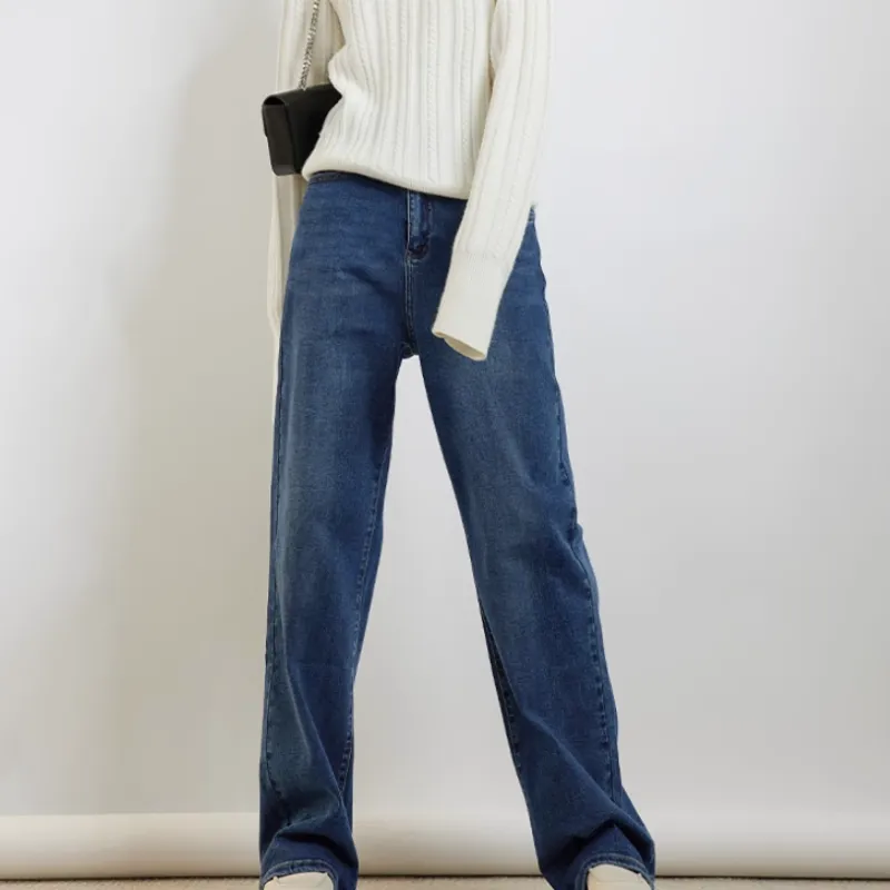 MEIYANG Jeans Women's Dark Denim Blue-1