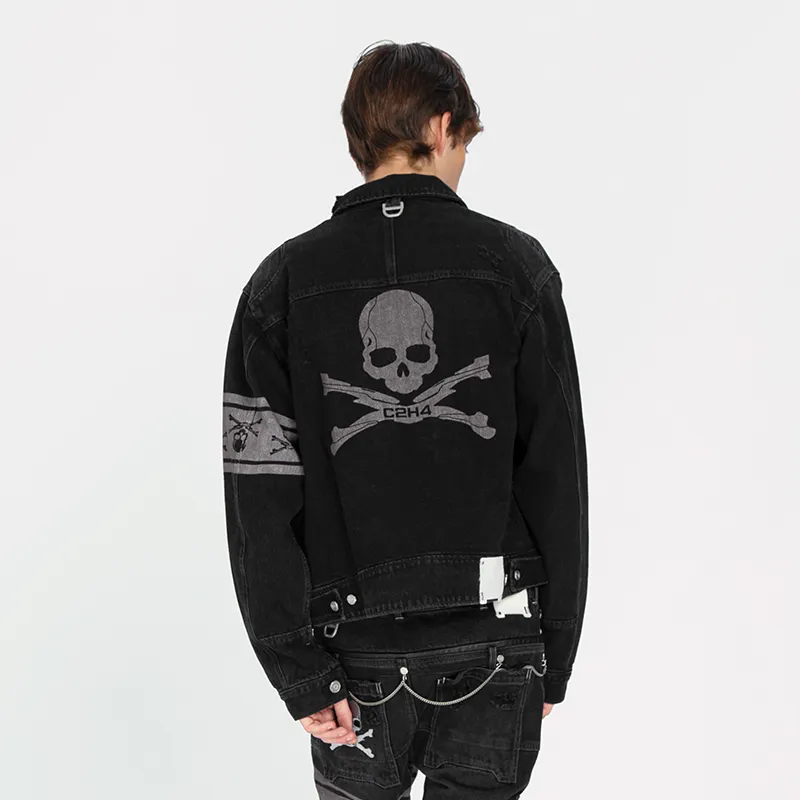 C2H4 Mmj Loose Fit Denim Jacket Unisex Black-2