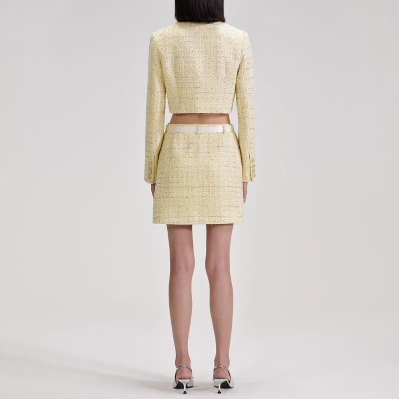 Self portrait Belted Bouclé Miniskirt-2