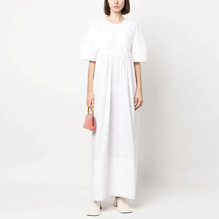 JIL SANDER Gathered Short sleeve Maxi Dress-1
