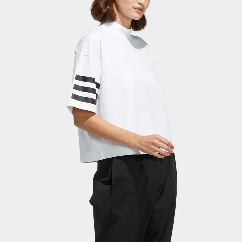 Adidas Neo Drop Shoulder Sleeve T Shirt Women's White-3