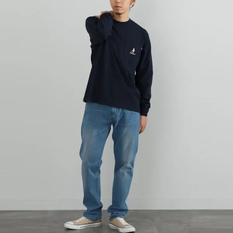 Beams T-Shirts Men Marine Blue-4