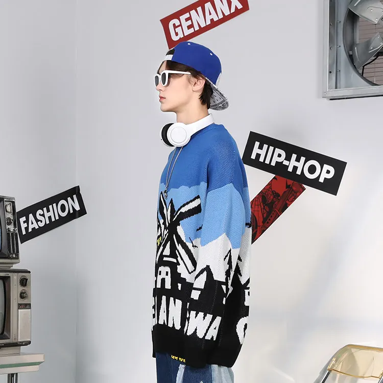 GENANX Sweaters Unisex Blue-3