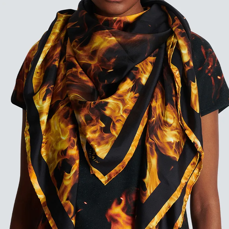 BALMAIN Silk Scarf Women's Black-1