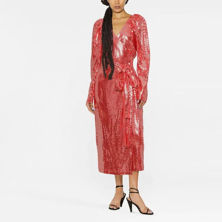 Rotate Bridget Metallic Midi Dress-1