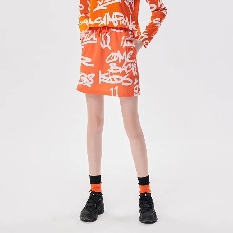 FILA FUSION Casual Short Skirts Women's Persimmon Orange-2
