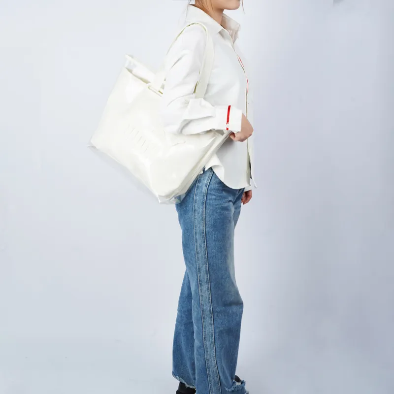 PUMA Polyurethane Tote Bag Shopping Bag Shoulder Bag Handbag Regular Women's Ivory White-3