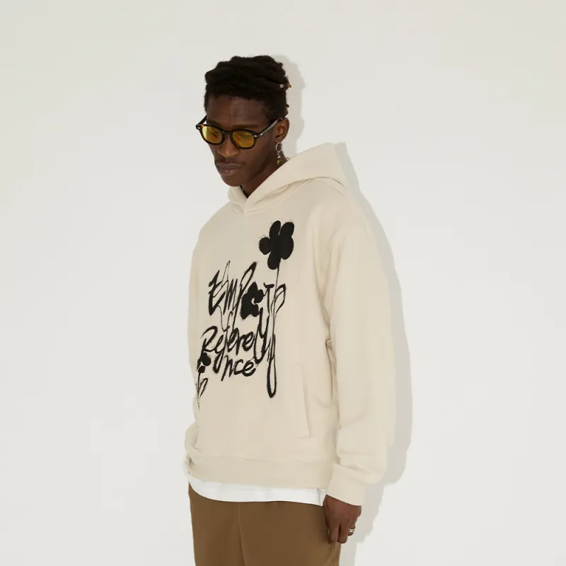 EMPTY REFERENCE Hooded Loose Fit Regular Sweatshirt Unisex Ivory-3