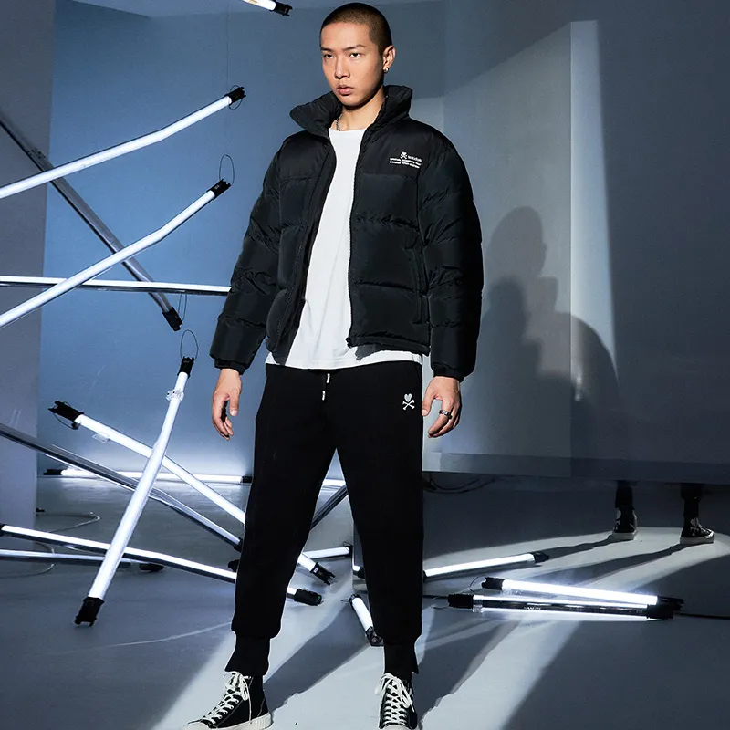 Tokidoki Geometric Pattern Stand Collar Loose Fit Thickened Cropped Down Jacket Unisex-3